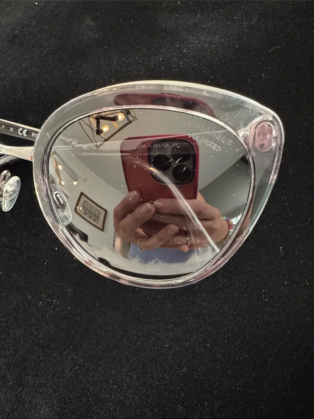 CHANEL Authentic 4208 Silver/Gray Polarized Cat-Eye Sunglasses